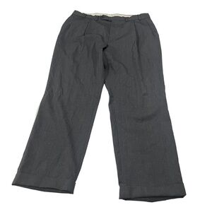 Nautica Men Grey 100% Wool Suit Pants Sz 38x30 Pleated Cuffed Hem Straight Leg